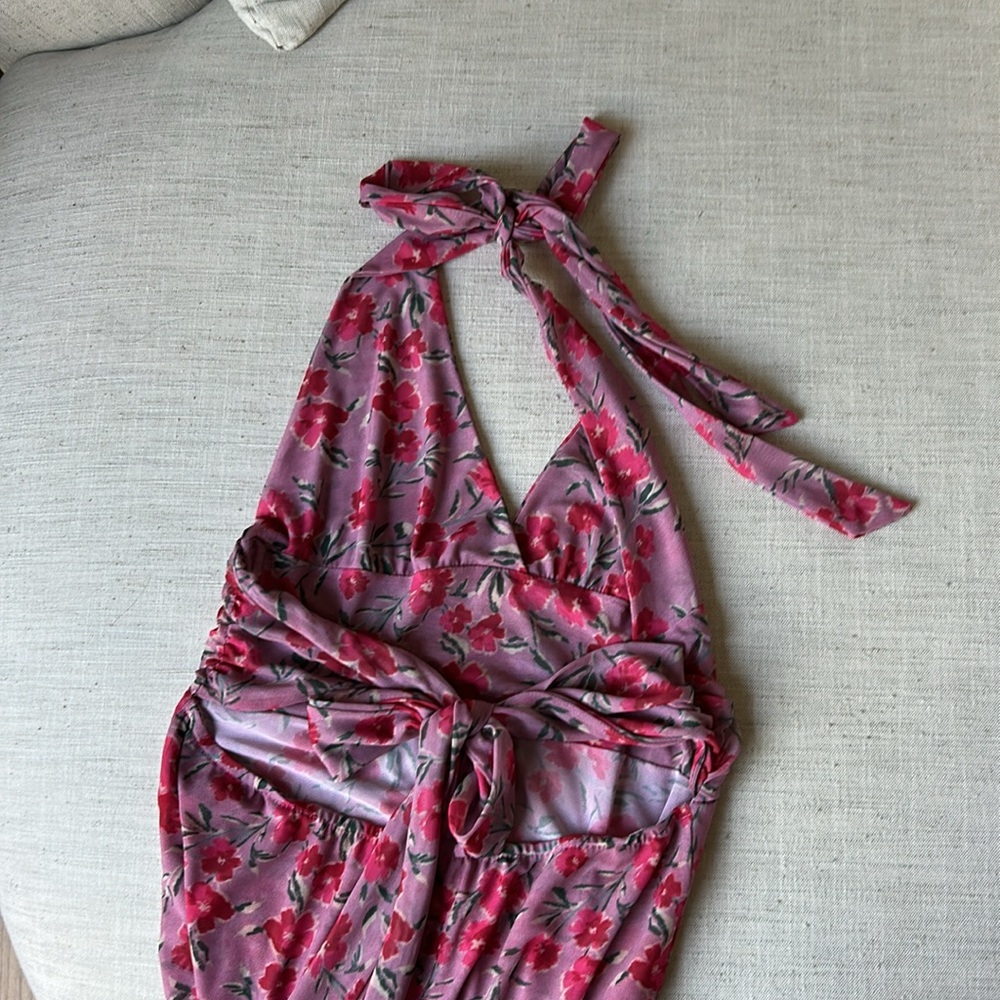 Skatie Floral Backless Dress - Red and Pink - Picture 3 of 4